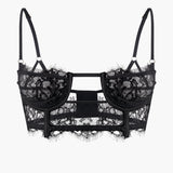 Obsession Lace and Mesh Bustier in Black