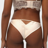 Obsession Silk and Lace Tanga in Ivory