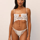 Obsession Lace and Mesh Bustier in Ivory