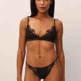 Obsession Lace, Mesh and Silk Triangle in Black
