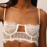 Obsession Lace and Mesh Bustier in Ivory