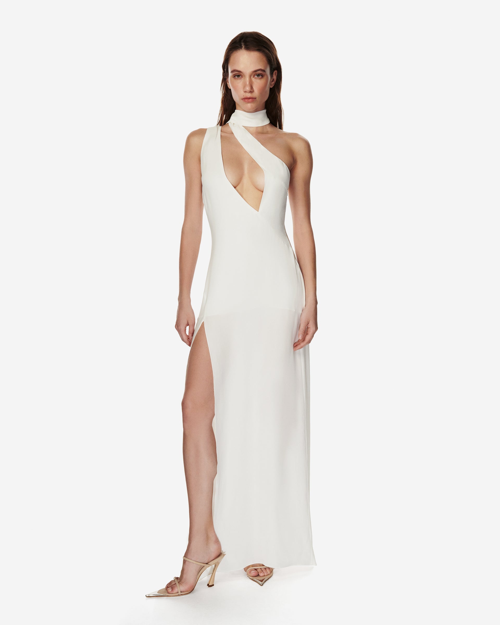 viscose white dress Rêve dress in White crepe viscose White / L