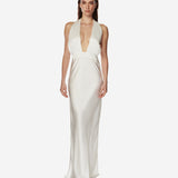 Soirée dress in Ivory satin viscose