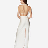 Soirée dress in Ivory satin viscose